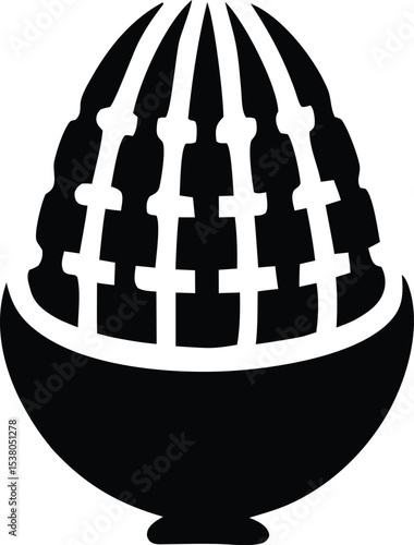 A black and white illustration of a laundry dryer ball