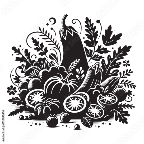 Black Ratatouille Silhouette Vector, High Quality Illustration on White Background