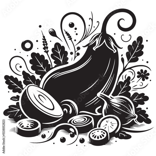 Black Ratatouille Silhouette Vector, High Quality Illustration on White Background