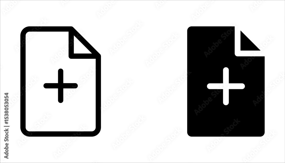 Obraz premium new document icon set, vector illustration of add paper on white background