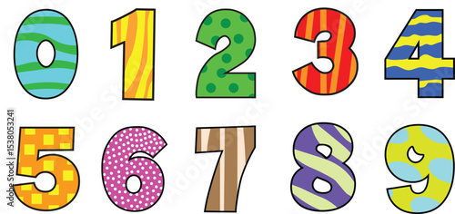 10 Colouful Pattern Number Pack	