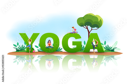 people doing asana and meditation practice for International Yoga Day on 21st June