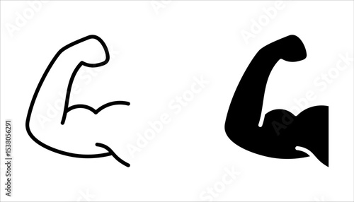 Muscle Arm icon set. Simple Muscle Arm icon symbolizing strength, fitness, and power. vector icon on white background
