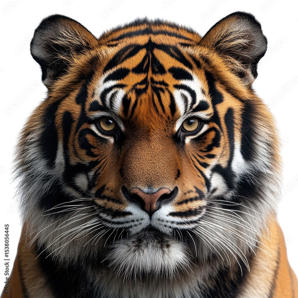 Obraz premium Portrait of Sumatran tiger isolated on transparent background.
