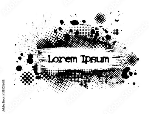 Monochrome Blot Frame hand drawn. Not AI. Vector illustration.