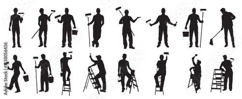 painter workers silhouette 