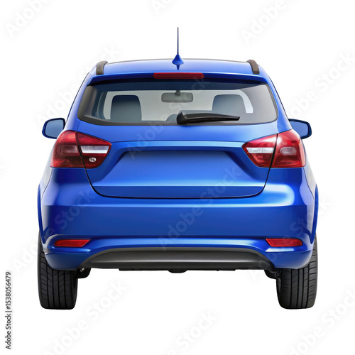 blue car back view isolated