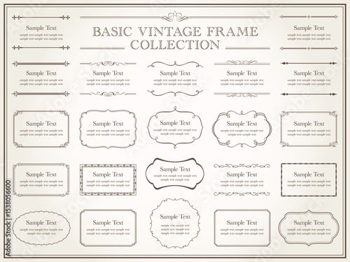 vintage frame set 6_sepia／セピアカラーのビンテージフレームとあしらい飾りのセット