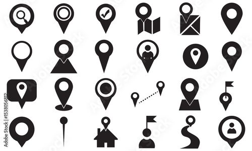 Map Location Icons set. Place mark related icons . Vector illustration. Pictograms and infographics for mobile apps. 