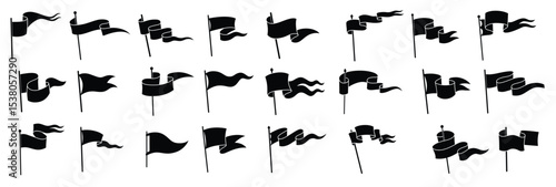 retro flag silhouette vintage waving flags ripped banner grunge flag symbol isolated set