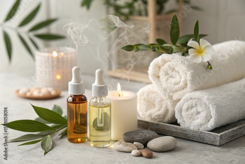 spa still life with essential oil