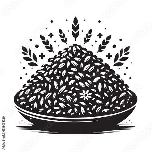 Black Risotto Silhouette Vector, High Quality Illustration on White Background