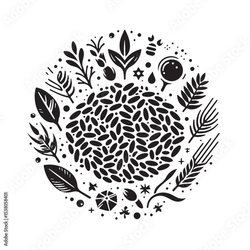 Black Risotto Silhouette Vector, High Quality Illustration on White Background
