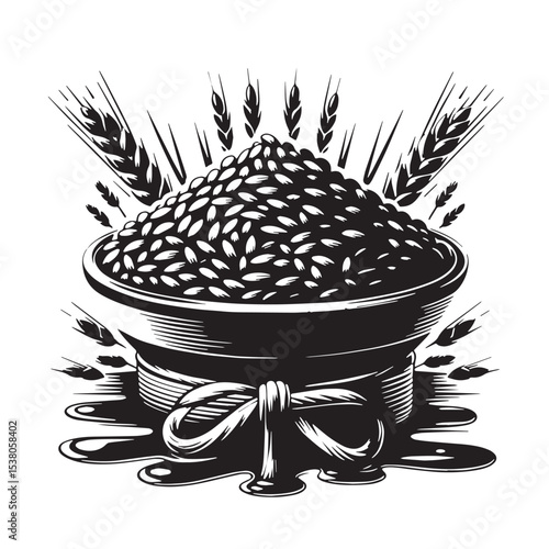 Black Risotto Silhouette Vector, High Quality Illustration on White Background