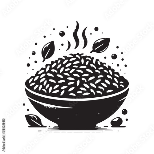 Black Risotto Silhouette Vector, High Quality Illustration on White Background