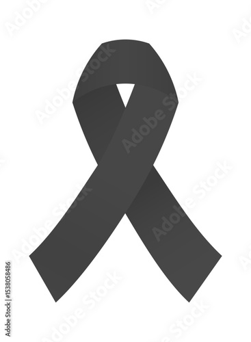 Black awareness ribbon symbolizing mourning, remembrance, and support for melanoma awareness. Ideal for memorials and awareness campaigns.