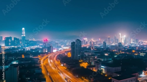 Wallpaper Mural Mesmerizing Nightscape: A Dynamic Metropolis Radiating Urban Energy and Charm Torontodigital.ca