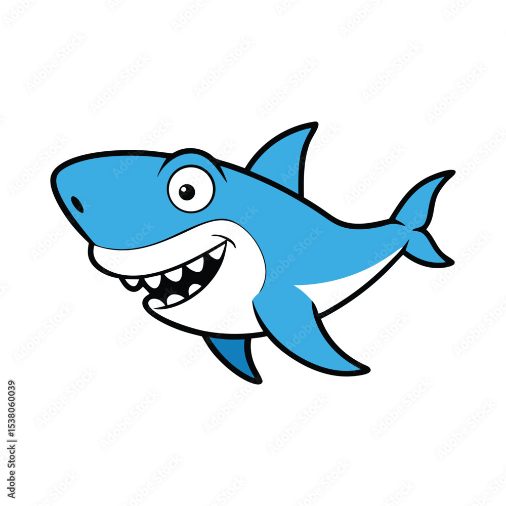 Fototapeta premium Smiling Shark Cartoon Mascot Character