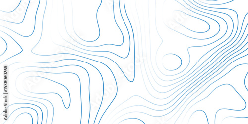   Landscape geodesy topography map background.  Line texture pattern-white blue illuminated topographic lines on transparent background.