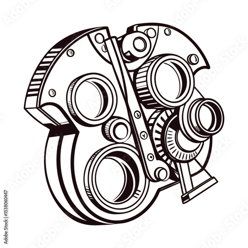 Intricate ophthalmic device, isolated on white background
