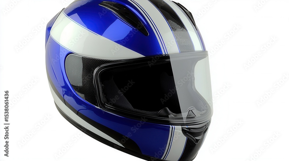 Fototapeta premium Ablue and white helmet on a white background