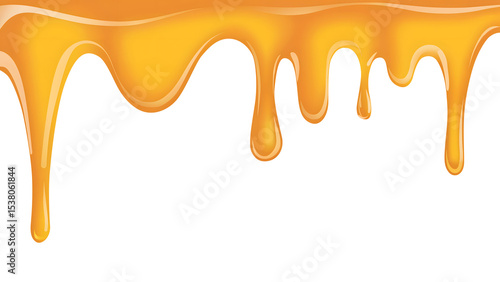 Golden color liquid honey dripping down in thick viscous stream, Honey Dripping vector illustration image