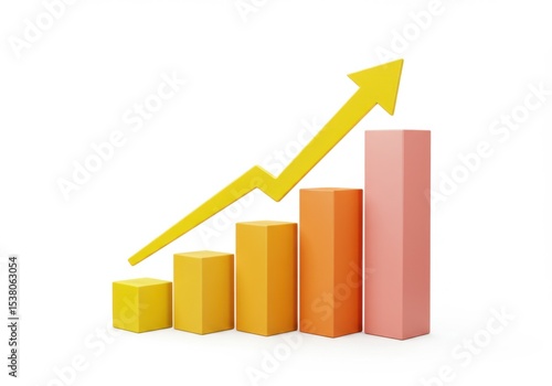 Ascending bar chart with an arrow indicating growth on a plain background Free Download Ascending bar chart with an arrow indicating growth on a plain background - GFXLoad