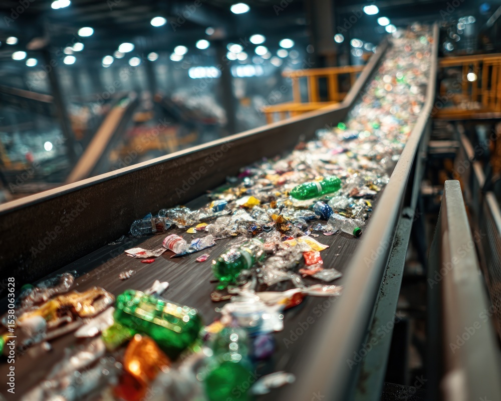 Obraz premium Recycling plastic waste on conveyor belt