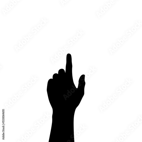 Silhouette hand tapping air with copyspace, gesture control technology