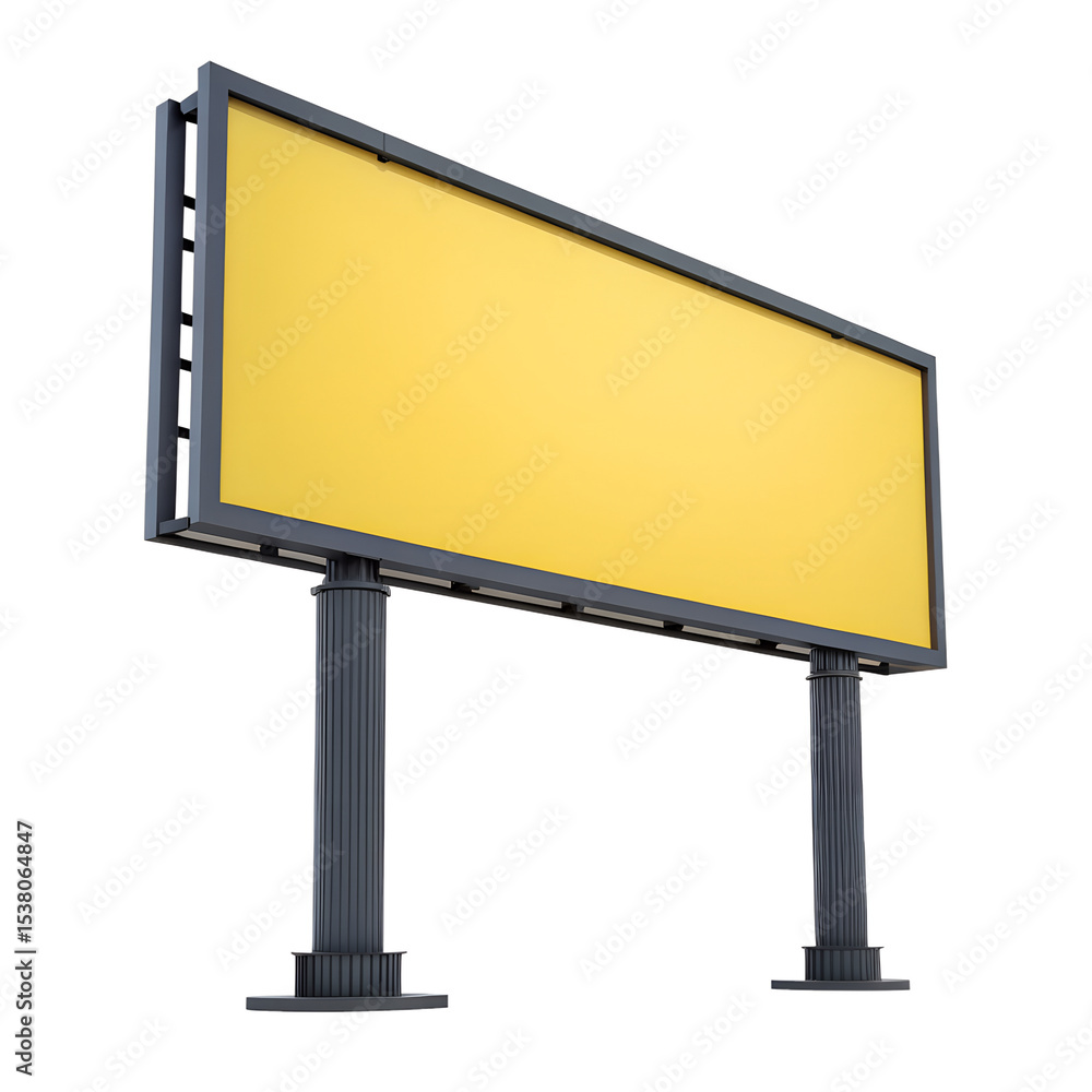 Obraz premium Yellow billboard mockup isolated on transparent background
