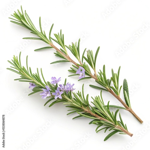 rosemary branches isolated on white-.