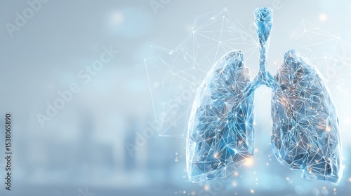 Digital Illustration of Human Lungs with Neural Network Overlay