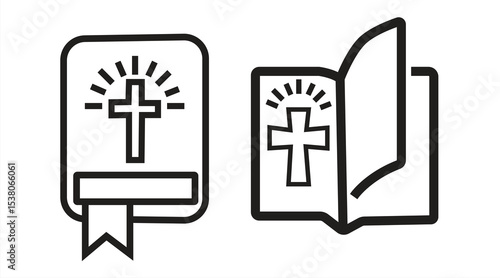 Bible book silhouette icon, line symbol sign, isolated on white background, vector illustration.

