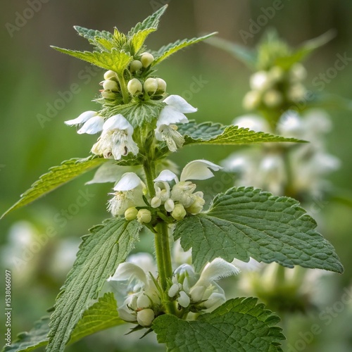 flowering white dead nettle plant.