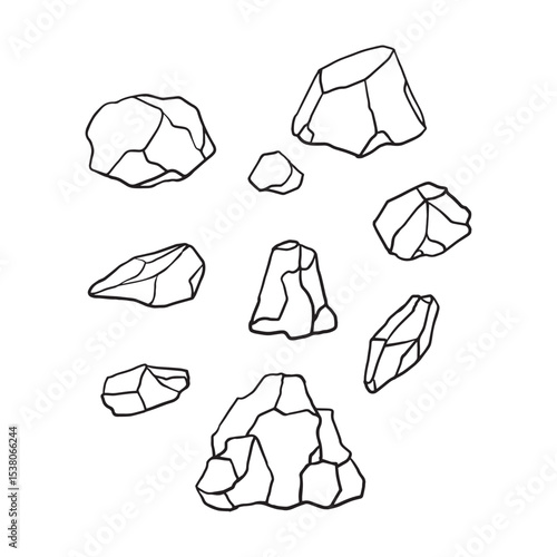 Hand drawn rock outline set illustrations
