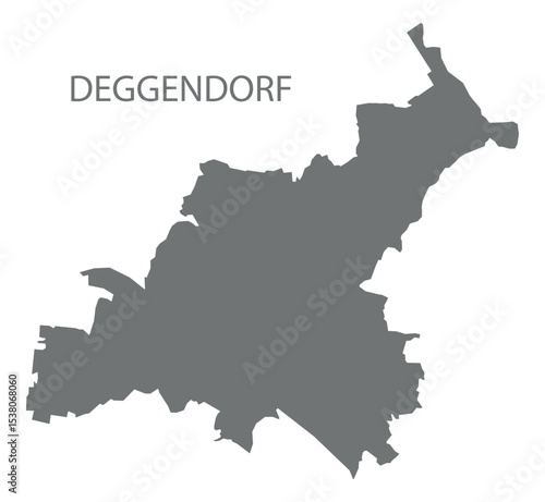 Deggendorf city map with boroughs grey illustration silhouette shape