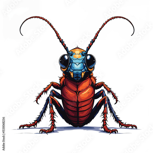 vector illustration of cartoon cockroach