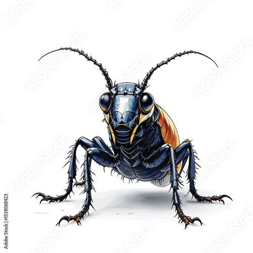 vector illustration of cartoon cockroach