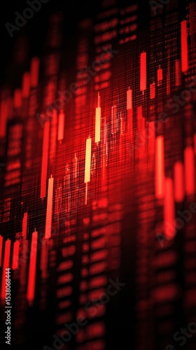 Red Candlestick Chart Displaying Stock Market Data
