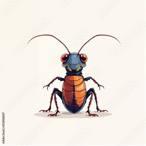 vector illustration of cartoon cockroach