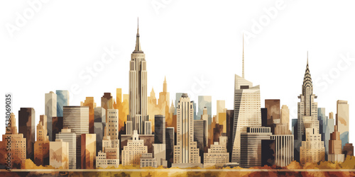 A Digital Watercolor Painting of the Manhattan Skyline A Stunning Cityscape
