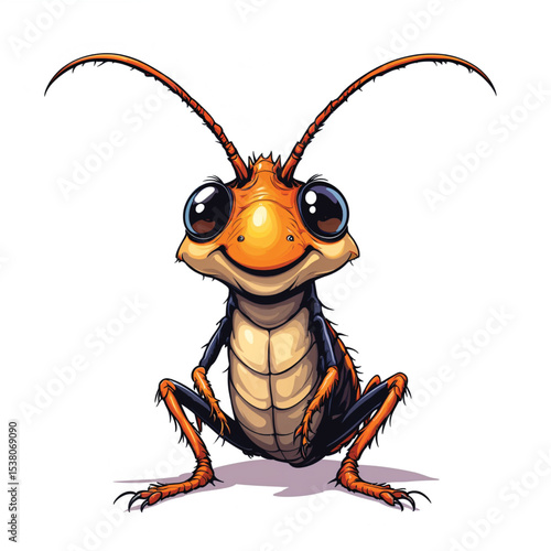 vector illustration of cartoon cockroach