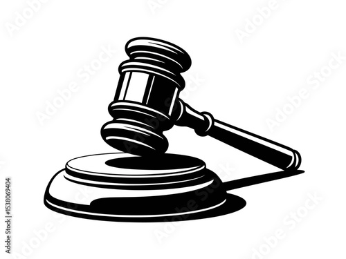 Gavel Illustration A Black and White Legal Symbol