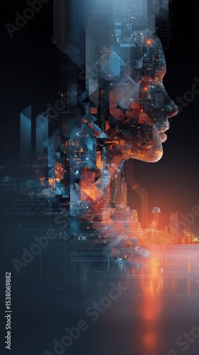 Futuristic Profile with Cityscape Overlay