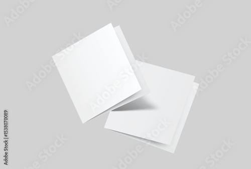 Square open Leaflet, bi fold mockup template .Blank paper, thank you card, notecards, note paper, greeting card, wedding invitation, postcard, brochure or creative work for presentation of design
