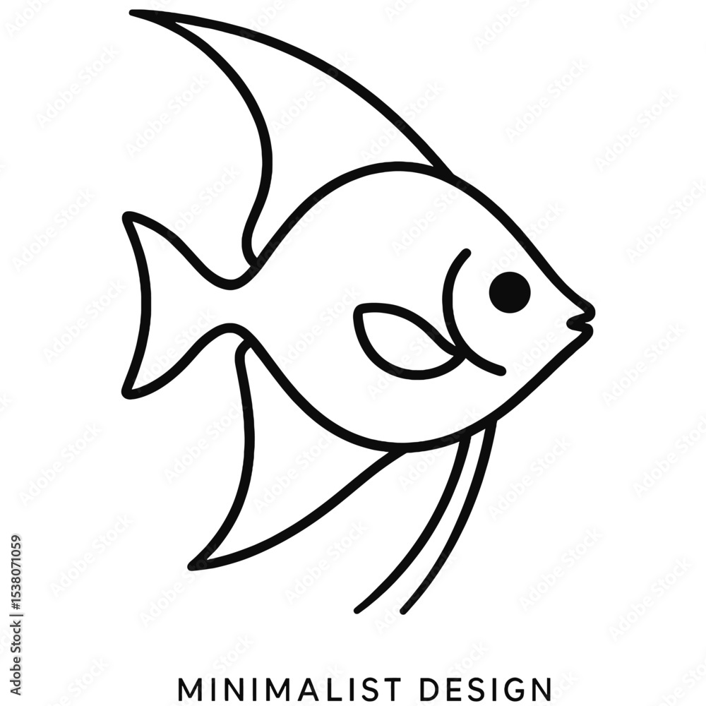 Fototapeta premium Minimalist Low Detail Angelfish Line Art Vector Graphic SImple Design 