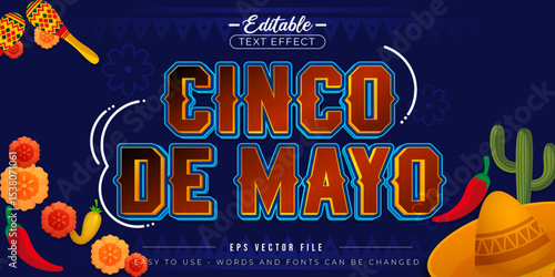 Cinco de Mayo with element, editable text effect.