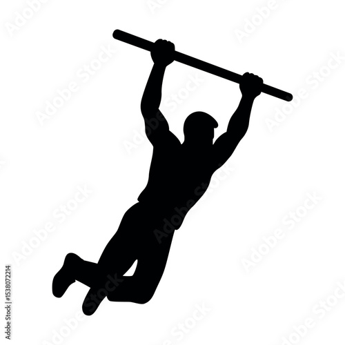 Parkour man on horizontal bar, sports silhouette vector