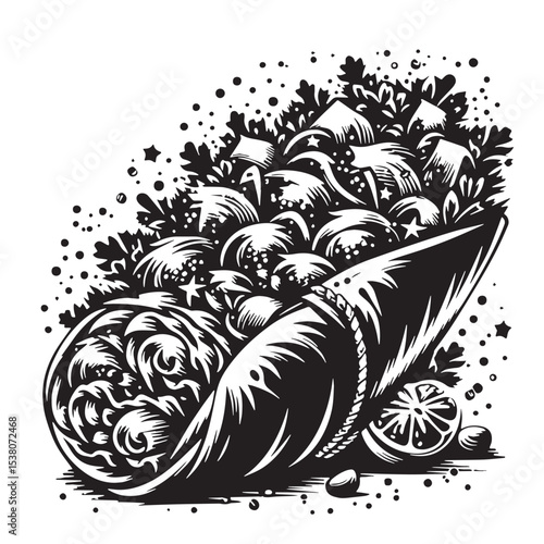 Black Shawarma Silhouette Vector, High Quality Illustration on White Background