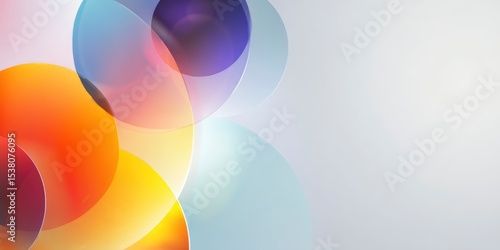 Colorful abstract composition with overlapping transparent circles and gradient lighting